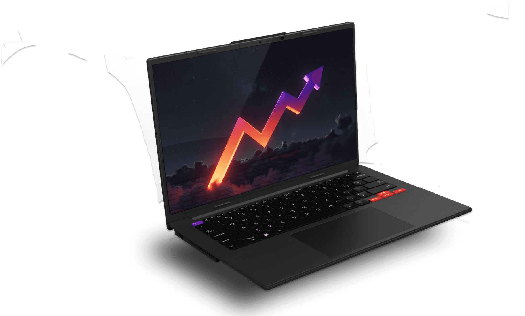 Laptop displaying business and app development visuals on hero