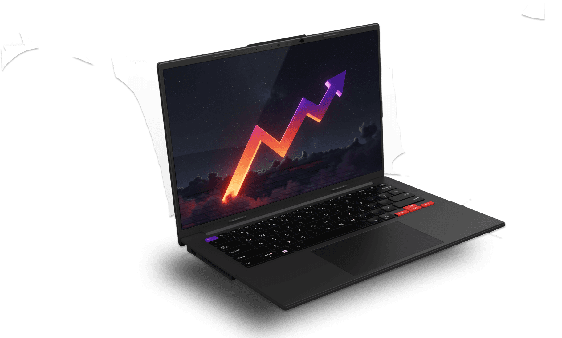 Laptop displaying business and app development visuals on hero