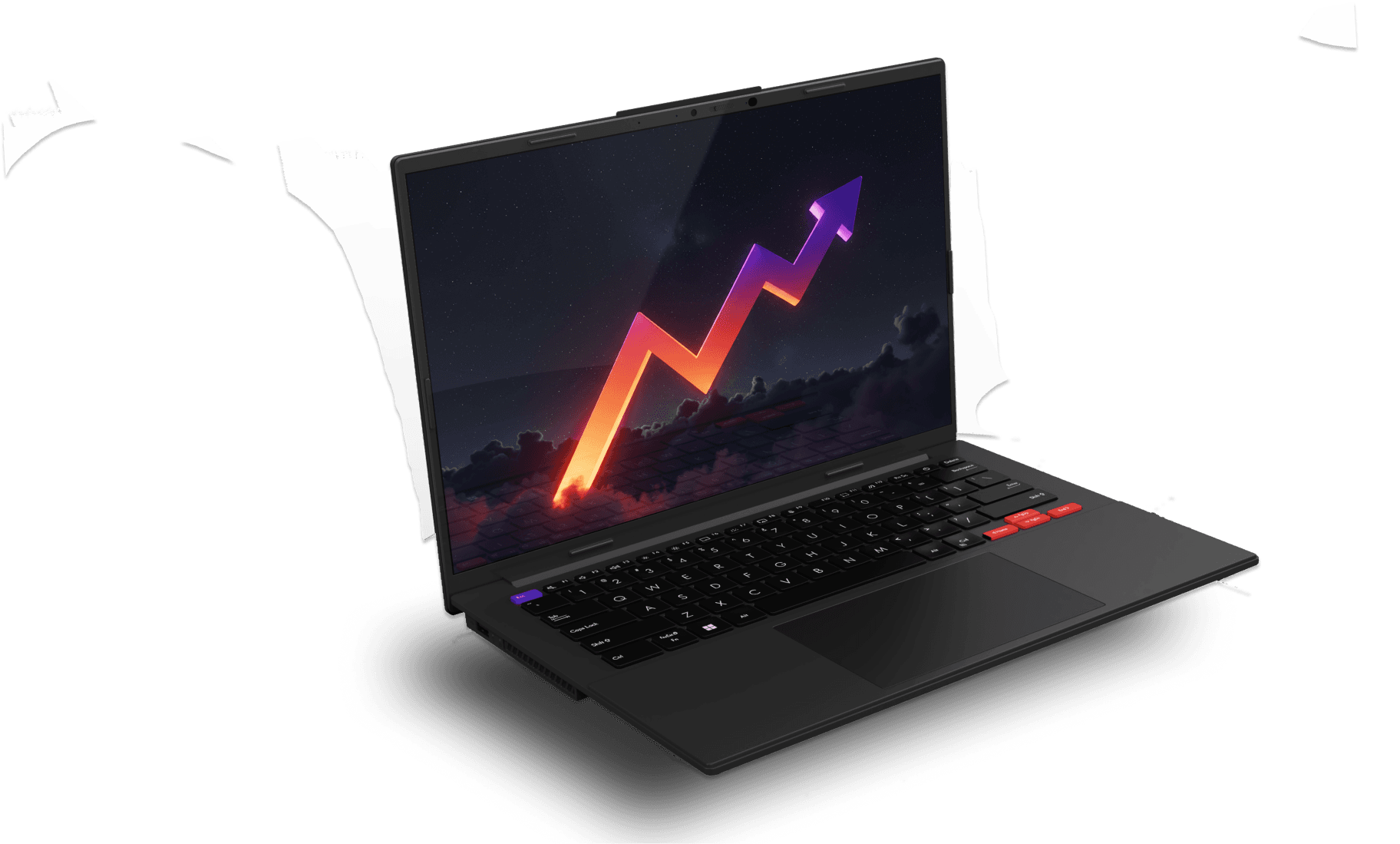 Laptop displaying business and app development visuals on hero