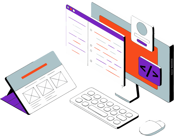 Abstract blocks illustration for web development solutions