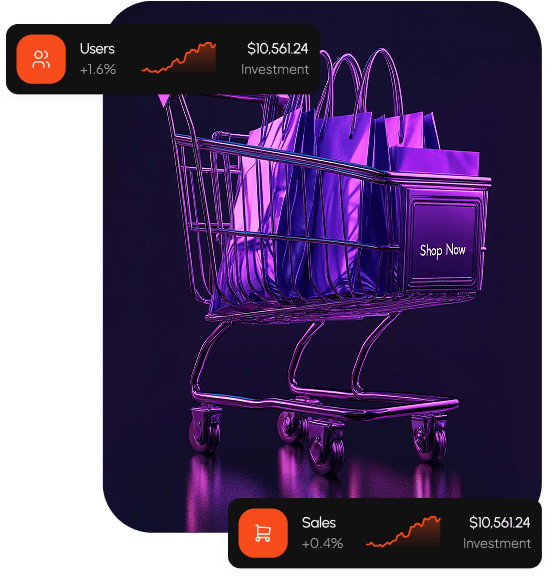 E-commerce mobile app development shopping cart illustration