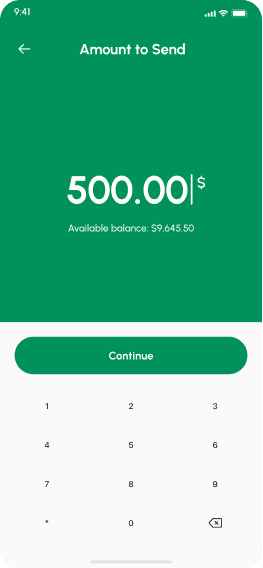 Finexa design — amount to send