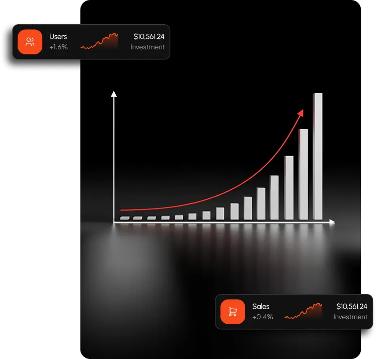 Mobile development growth statistics chart illustration