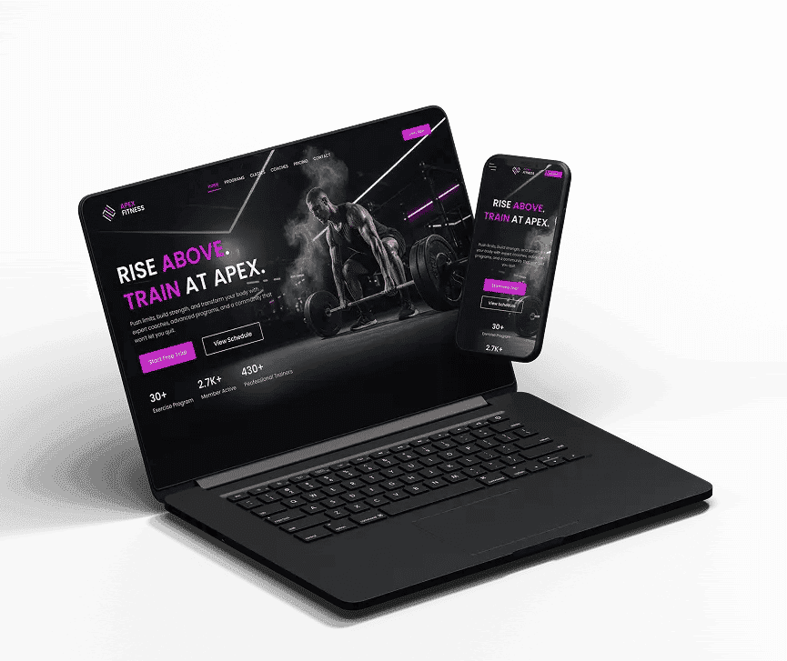 Apex Fitness mobile and web app case study screenshot