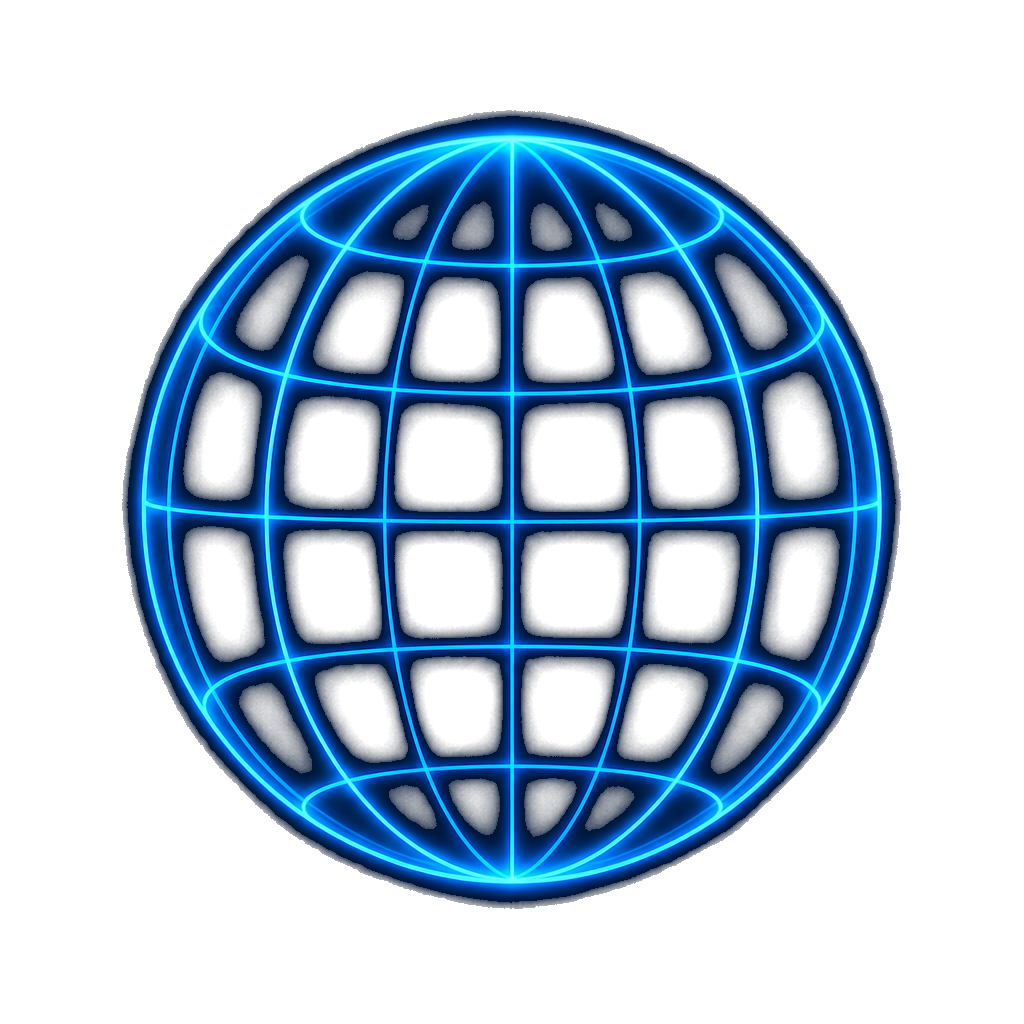 Glowing blue wireframe globe