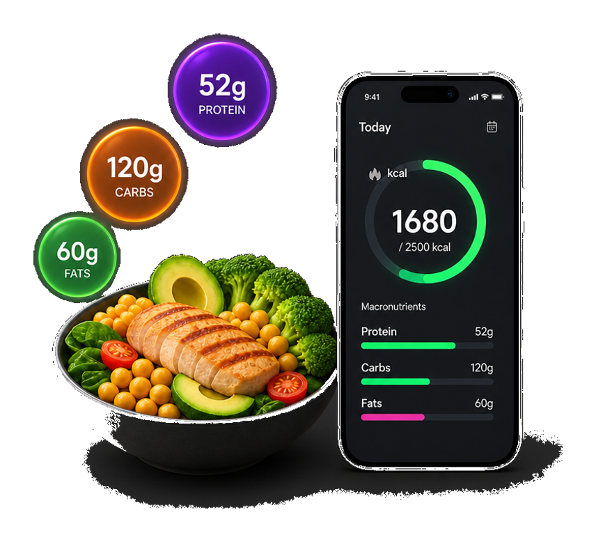 Diet and nutrition app with macro tracking icon