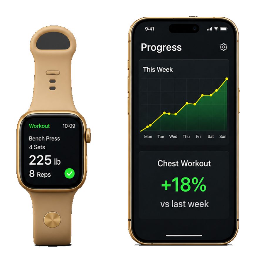 Workout tracking app with smartwatch icon
